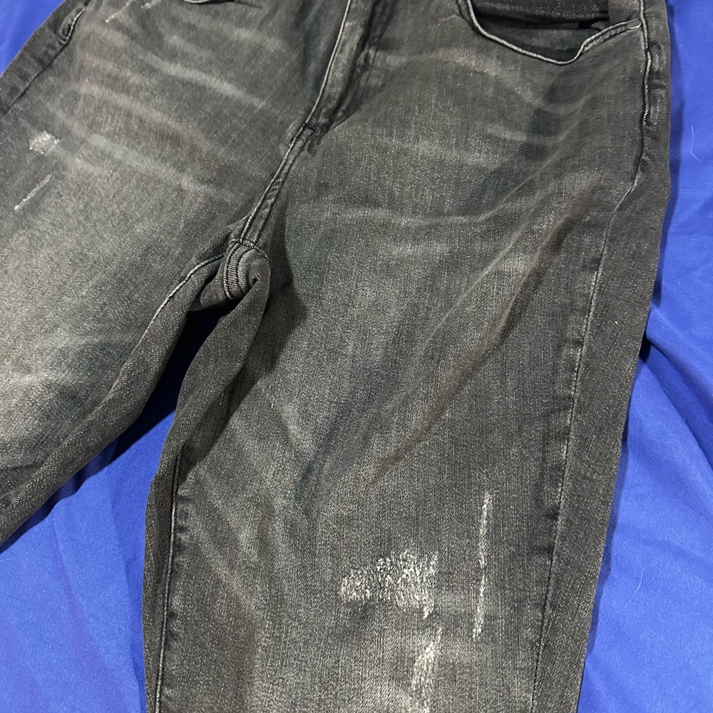 Black Ankle Cropped Distressed Jeans